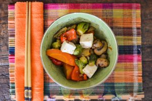 legumes, cogumelos e tofu