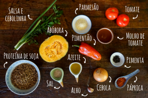 Ingredientes escondidinho de proteína de soja com abóbora